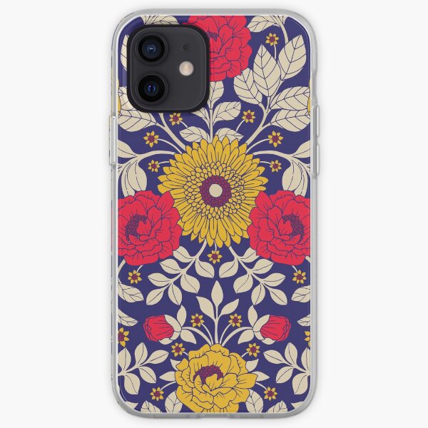 Modern Floral In Red, Yellow, Blue & White iPhone Soft Case