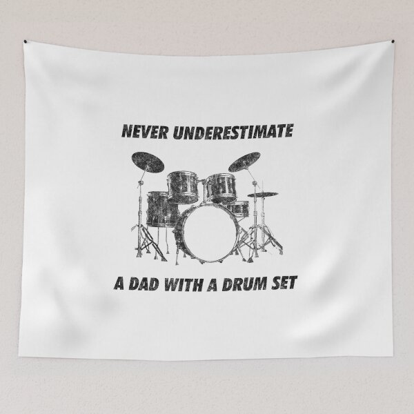 Item preview, Never Underestimate A Dad With A Drum Set Funny Drums Vintage Drummer Distressed designed and sold by artworkbyrihen.