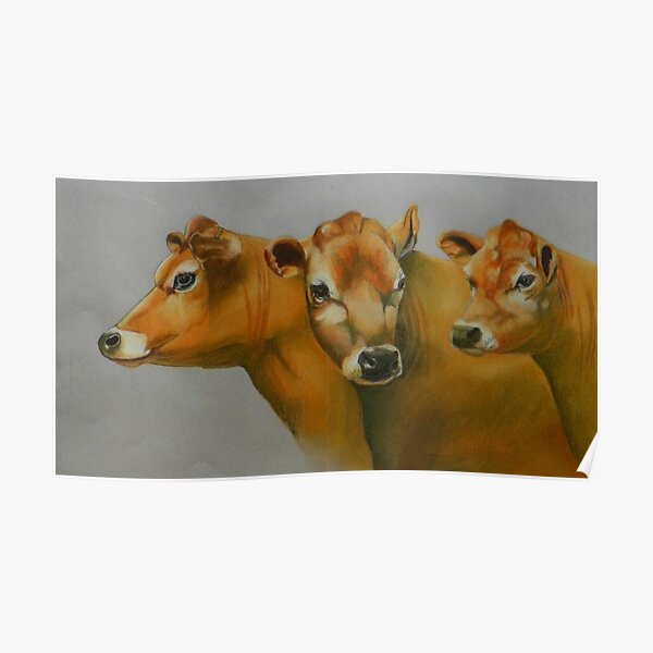 Calf Watercolour Jersey Cow Picture Nursery Art Farmyard 