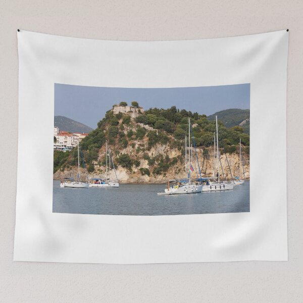 Item preview, Yachts sail near Parga fortress Greece summer season designed and sold by goceris.