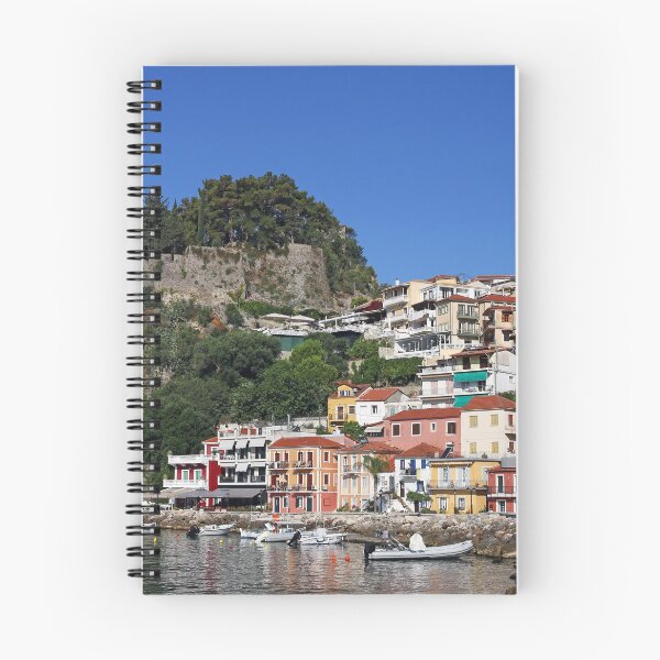 Item preview, castle and colorful buildings Parga Greece designed and sold by goceris.