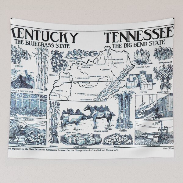 Item preview, Vintage Illustrative Map of Kentucky & Tennessee (1912) designed and sold by BravuraMedia.
