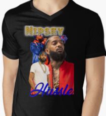 Camiseta para hombre de cuello en v Nipsey Hussle Retro Rap Tee