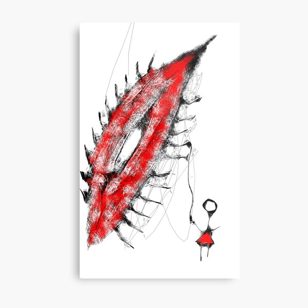 Girl With Her Red Balloon Metal Print