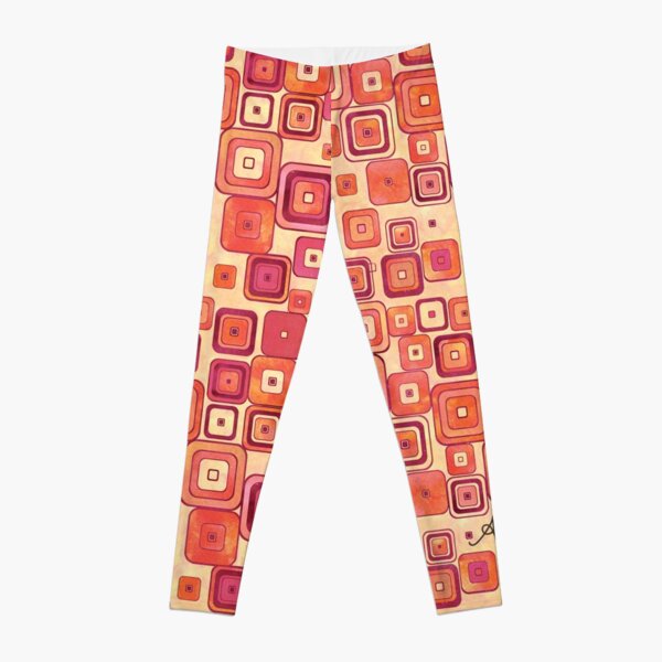 Watercolour Squares Red Amanya Design Leggings