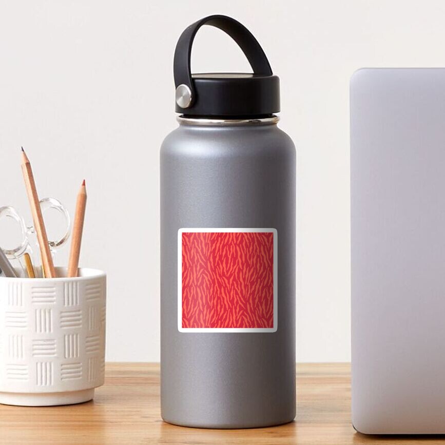 Zebra animal pattern in living coral palette Sticker