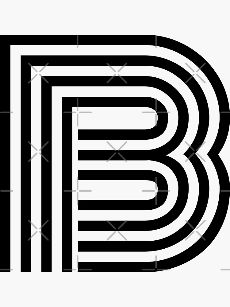 Letter B Uppercase White Black Stickers, Magnet