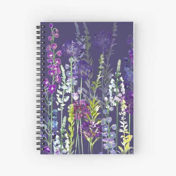 Purple Flower Meadow - Alliums, Delphiniums & Veronica Gentianoides Spiral Notebook