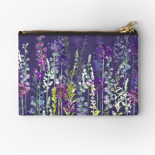 Purple Flower Meadow - Alliums, Delphiniums & Veronica Gentianoides Zipper Pouch