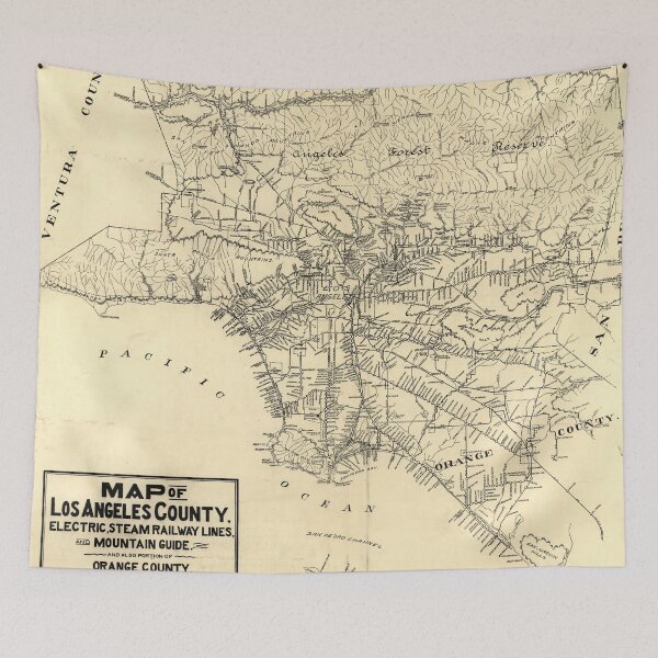 Item preview, Vintage Los Angeles County Railway Map (1912) designed and sold by BravuraMedia.