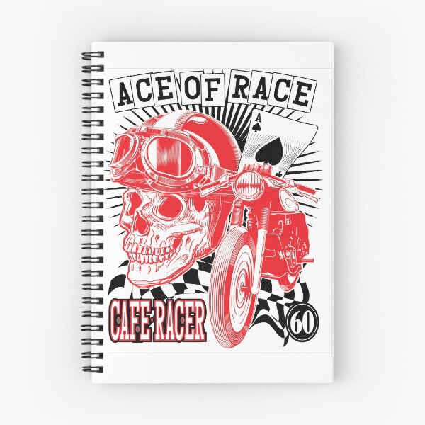 Item preview, Ace of Race Cafe Racer Motorcycle with Skull Helmet and Goggles by eShirtLabs designed and sold by eShirtLabs.