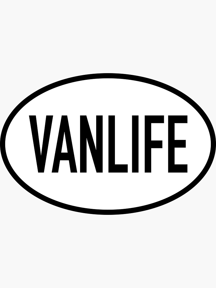 "Vanlife White and Black Oval Design" Sticker by BL3Designco | Redbubble