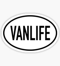 Pegatina Vanlife Diseño Oval Blanco y Negro