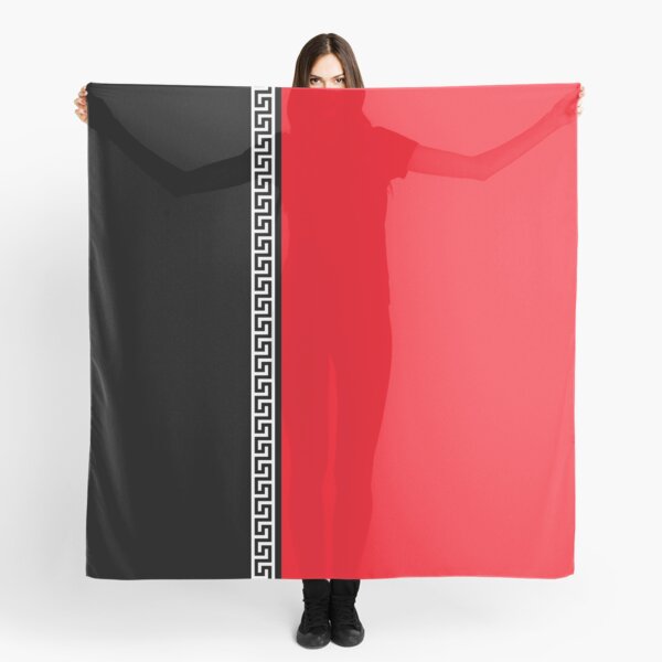 Greek Key Verticle - Black and Red Scarf