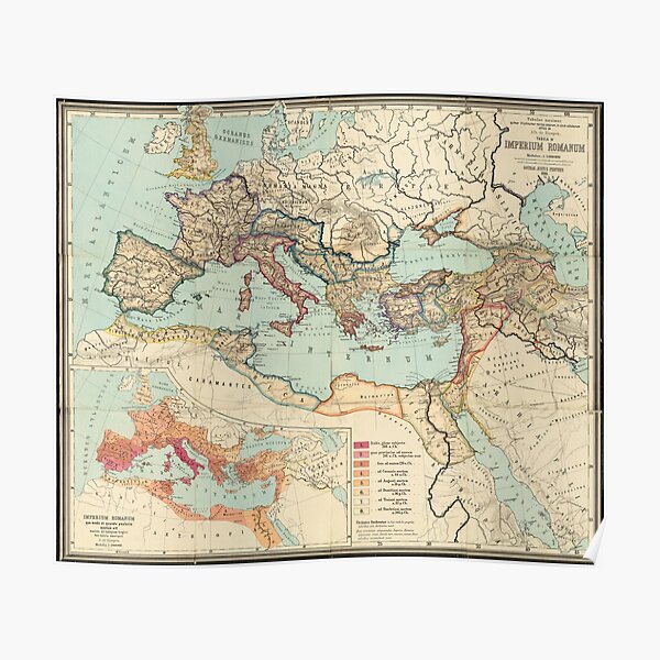 Vintage Map of The Roman Empire (1889) Poster