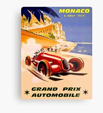 Lienzo metálico MÓNACO; Vintage 1937 Grand Prix Auto Racing Print