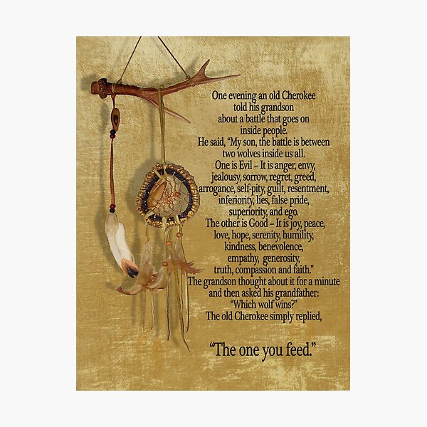 Item preview, The Two wolves, Cherokee proverb designed and sold by Irisangel.