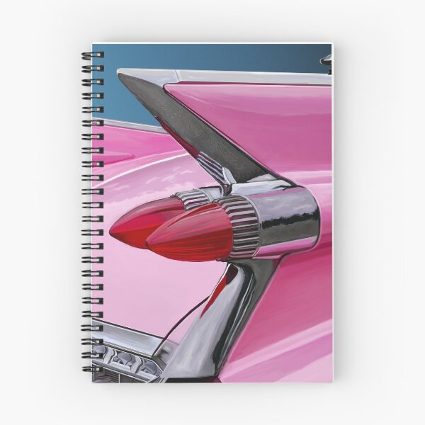 Item preview, 1959 Pink Cadillac with Fins and Bullet Tail Lights Magical Realism Painting with Background designed and sold by Nicolette Olivier.