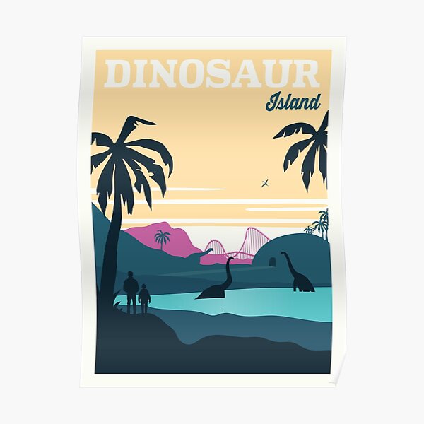 Jeu de société Dinosaur Island - Style d'affiche de voyage minimaliste - Art de jeu - Jeux de société Poster