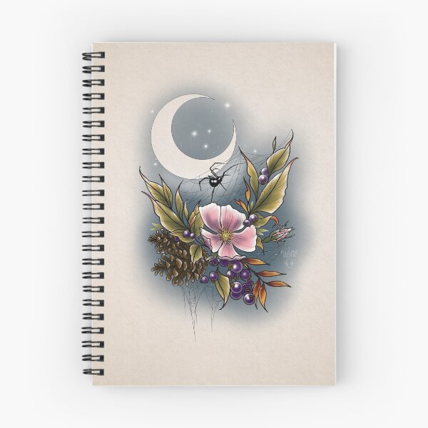 Item preview, Spider blossom moon tattoo design  designed and sold by Klaire Ader.