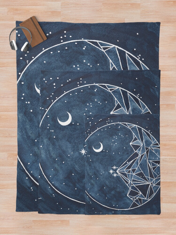 Alternate view of night court moon and stars Throw Blanket