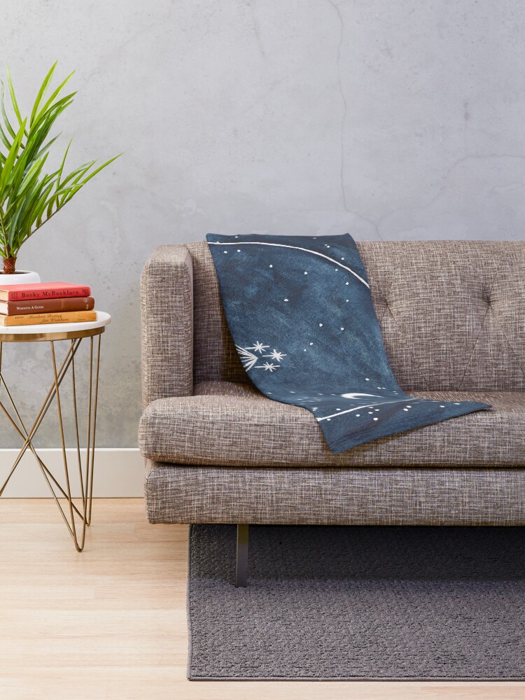 Alternate view of night court moon and stars Throw Blanket