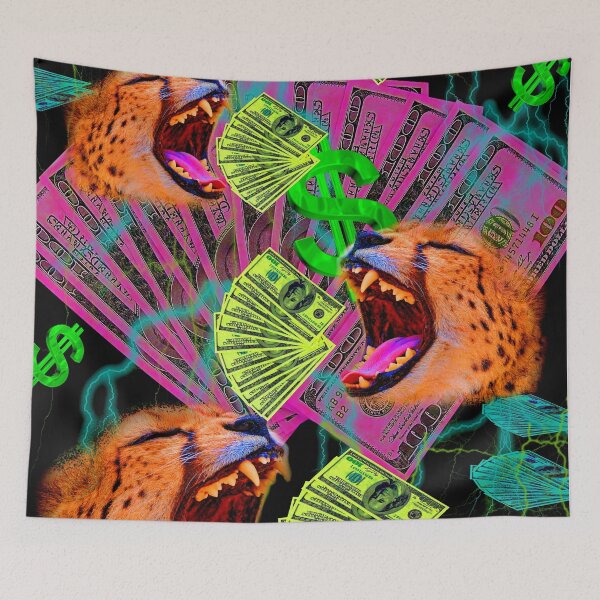 Item preview, Money Chomp (Neon Fluorescent Cheetah Cash) designed and sold by Discordant Dreams Art.