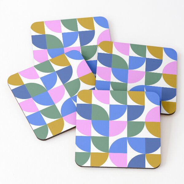 Item preview, Colorful Retro Geometric Shapes Pattern in Blue, Pink, Green, and Gold designed and sold by JuneJournal.