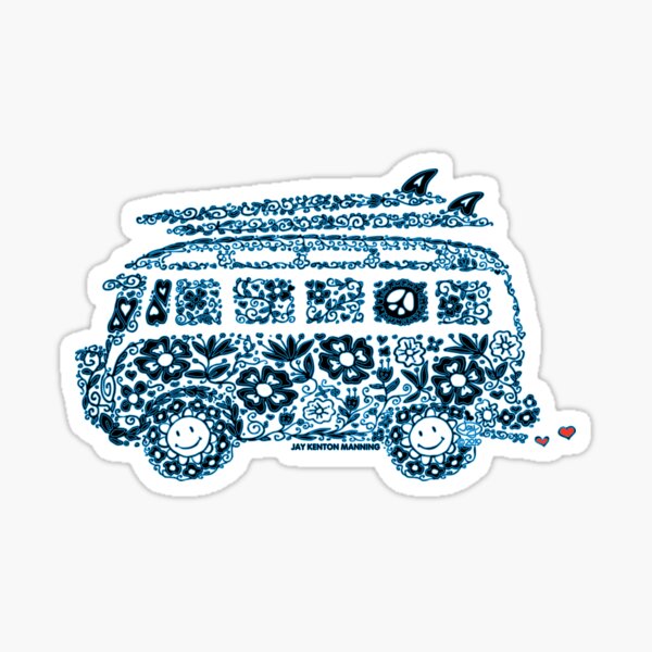 Groovy Doodle Van- (Blue line with black) Sticker