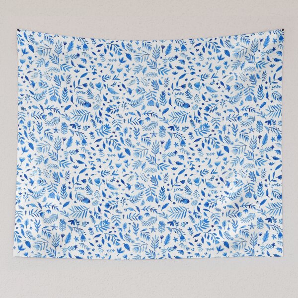Item preview, Dutch flowers - royal blue on white - watercolor - rebeccareckart designed and sold by Rebecca Reck Art.