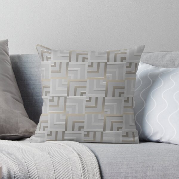 Bronze and Silver Squares Throw Pillow