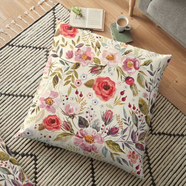 Love of Ancient Flowers Floor Pillow
