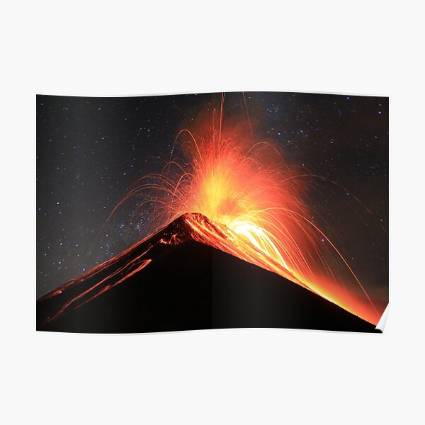 Fuego Erupts on a Moonless Night Poster