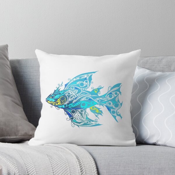 Aperçu de l'œuvre Tatouage tribal poisson bleu abstrait créée et vendue par Sebastian Grafmann.