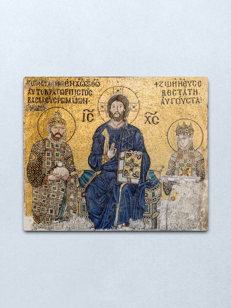 Alternate view of Jesus Christ Pantocrato mosaic in Hagia Sophia, Istanbul Metal Print