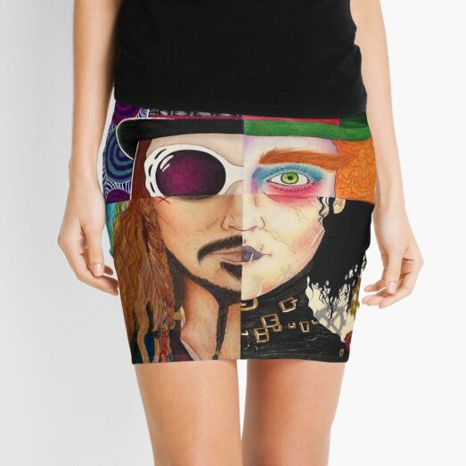Johnny Depp Character Collage Mini Skirt