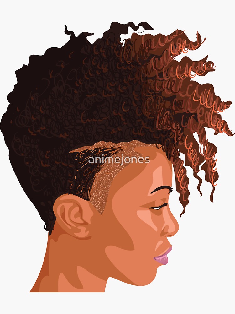 Black Woman Natural Hair Fade Sticker For Sale By Animejones Redbubble