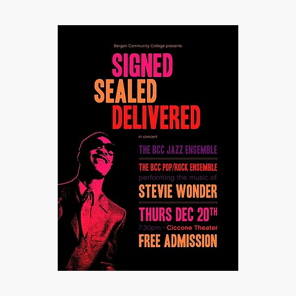Stevie Wonder - Signed Sealed Delivered Photographic Print