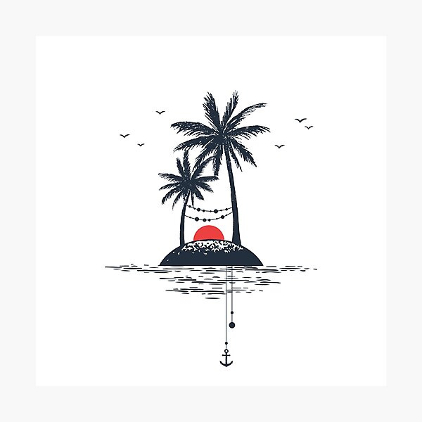 Item preview, Beach. Palms. Sunset and Anchor. Geometric Style designed and sold by Sloth Astronaut.