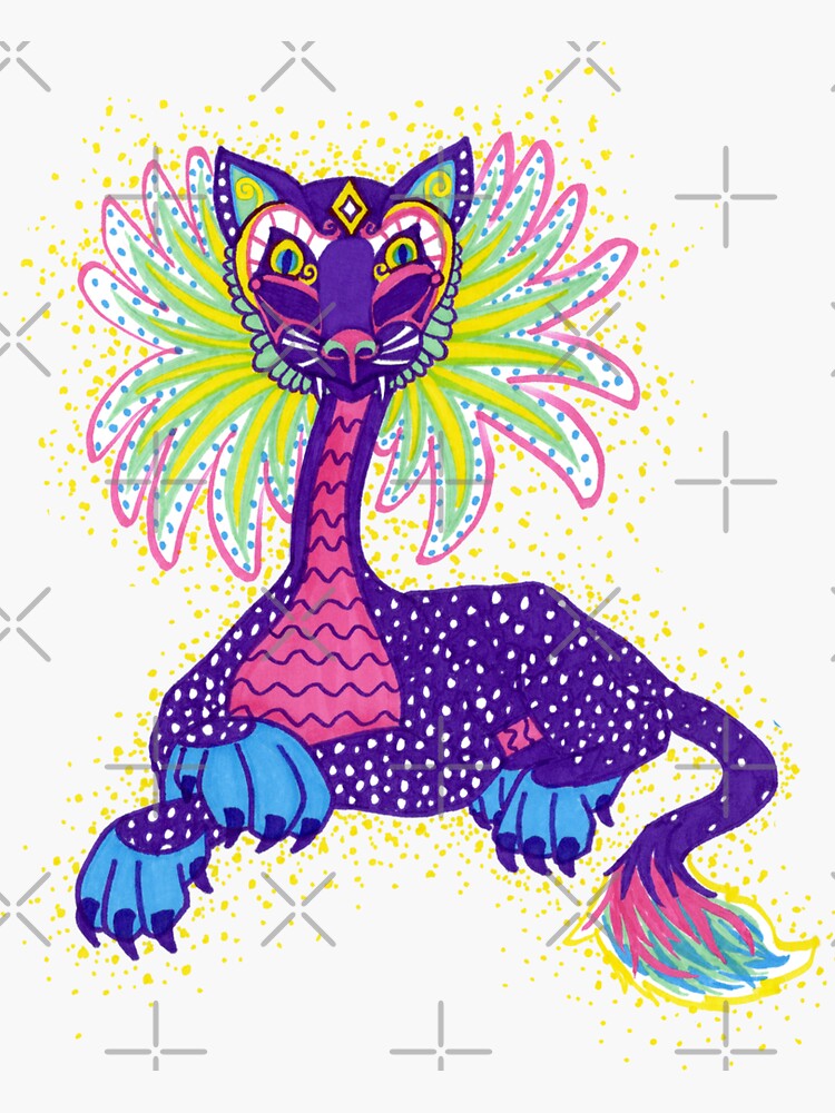 Mexican Alebrije Dia De Los Muertos Day of the Dead Big Cat Spirit Animal by tinaschofield