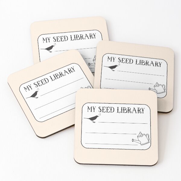 Item preview, My seed library label book plate with black bird and watering can designed and sold by jazzydevil.
