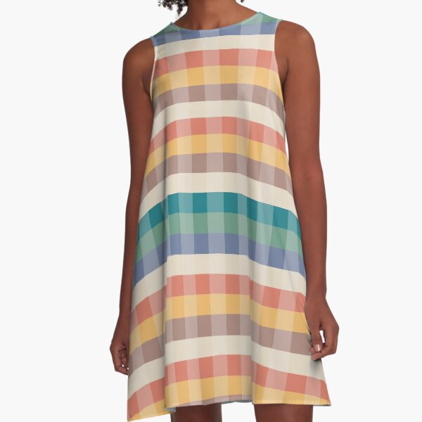 Tartan Pattern Sunset Forest Color A-Line Dress