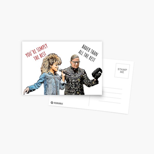 Ruth Bader Ginsburg and Tina Turner, Birthday cards, Anniversary cards, Love cards, Fathers day cards, Valentines day cards, Mothers day cards Postcard