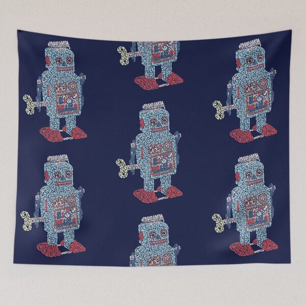 Item preview, Vintage Mechanical Clockwork Wind up metal Walking Robot Tin Toy Kids designed and sold by Karotene.