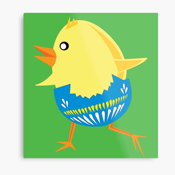 Easter Chick Hatching and Walking  Metal Print