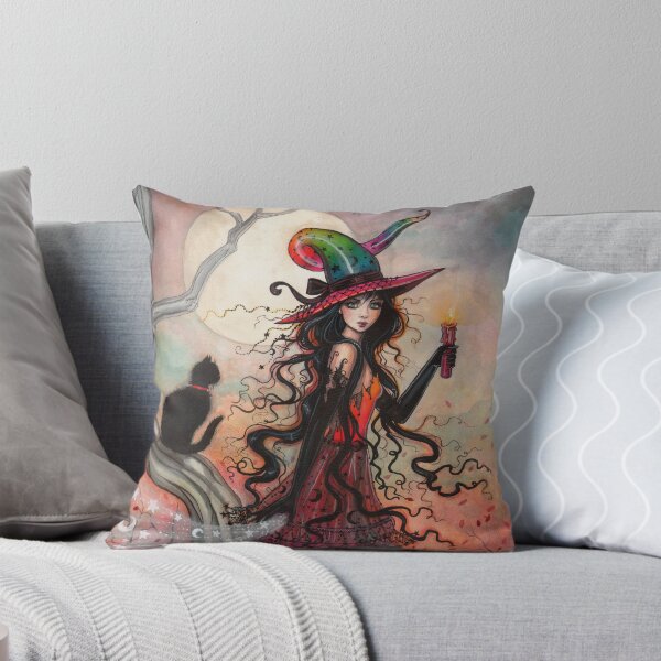 Item preview, October Flame Witch Cat Halloween Fantasy Art designed and sold by Molly  Harrison.