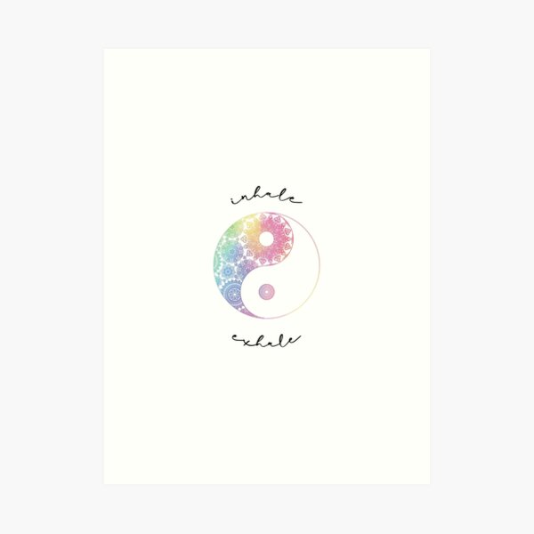 Rainbow Mandala Yin Yang Symbol Inhale Exhale Art Print