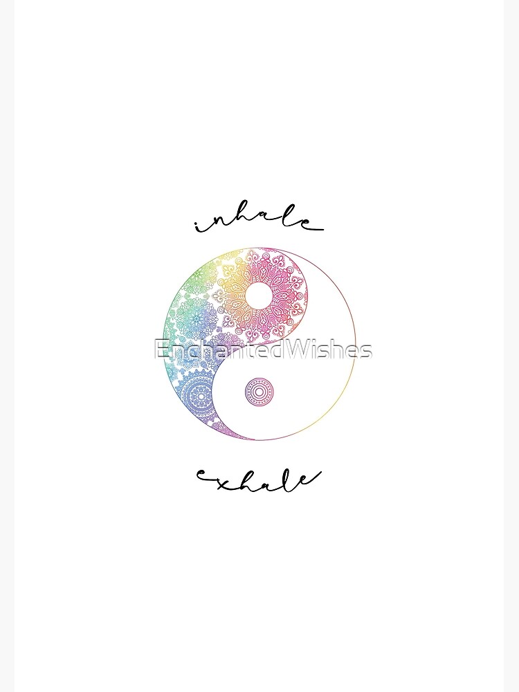 Namaste Zen Inhale Exhale Wall Line Art Print, Pastel Yoga