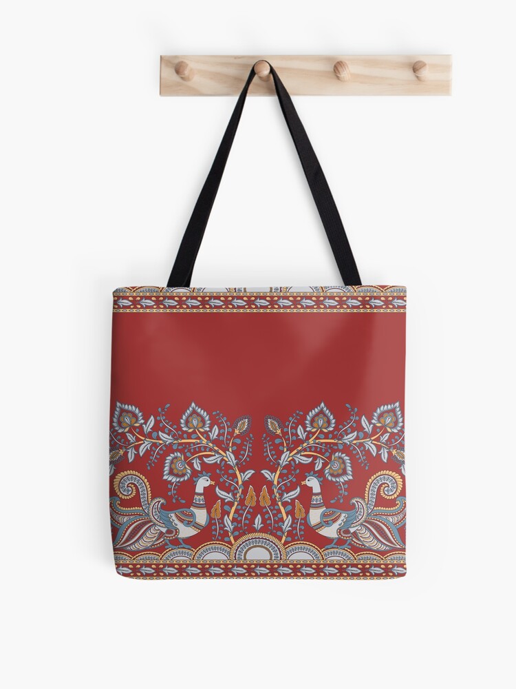 Kalamkari Red Sling Bag in Structured Jute Fabric – Pisarto