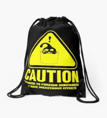 Mochila de cuerdas Suu Hazard Sign, Mischievous Version (texto en inglés, para fondos oscuros)